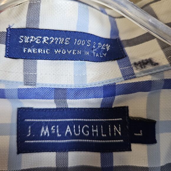 J. McLaughlin Supreme 100s Cotton 2-Ply Tartan Button Down Shirt Size Large - Picture 5 of 7